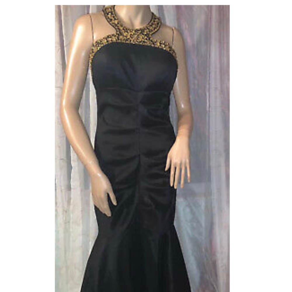 Xscape Embellished Halter Formal Evening Dress Gown, gown embellishment.